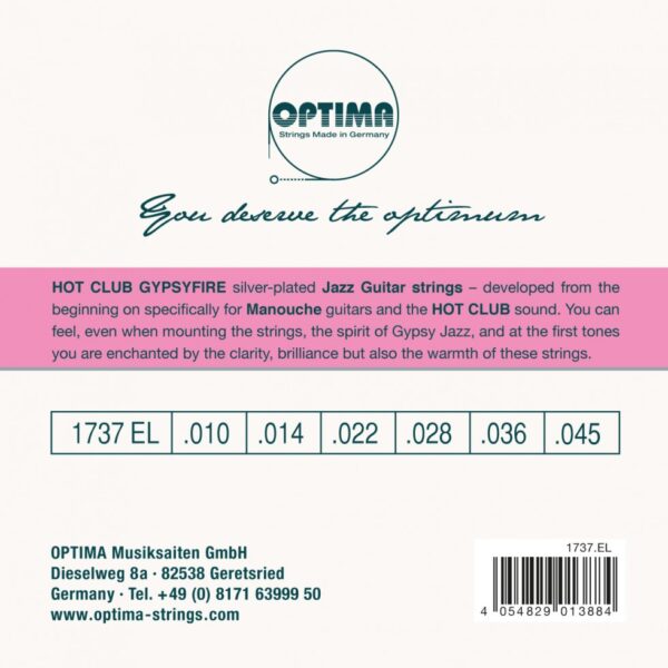 Optima Manouche Guitarre Hot Club Gypsyfire - guitare acoustique manouche Ball End 10-45 - Image 2