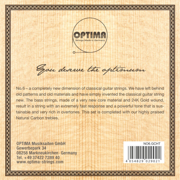 Classical Guitar strings – Optima No.6 24K Gold high tension Carbon G3 Plain - Image 2