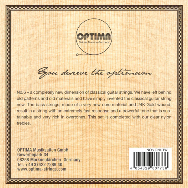 Classical guitar Strings - Optima No.6 24K Gold high tension nylon set G3 wounded - Image 2