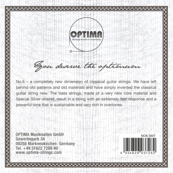 Cordes de guitare classique - Optima No.6 Argent ensemble basse moyenne tension - Image 2