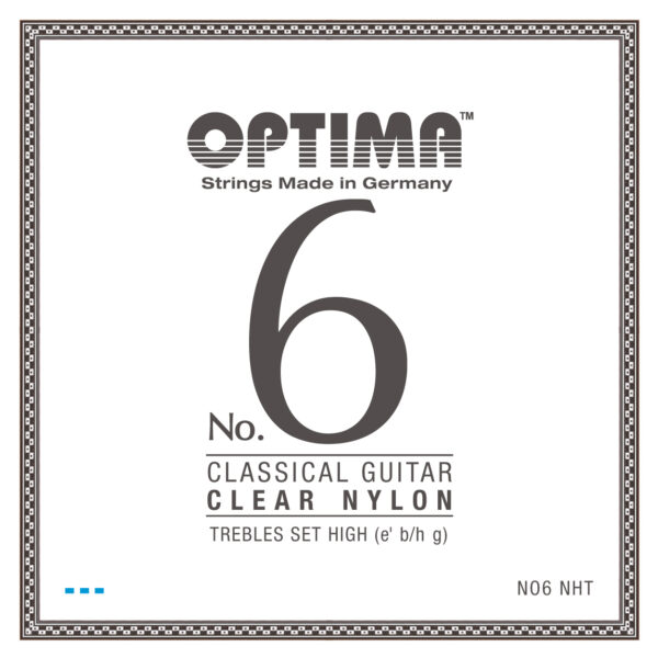 Cordes Optima No.6 nylon aiguës haute tension – son clair et stable, qualité artisanale allemande.