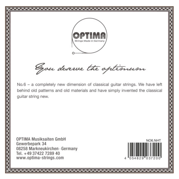Cordes de guitare classique – Optima No.6 en Nylon ensemble aiguës haute tension - Image 2