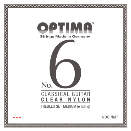 Optima No.6 high tension nylon strings – bright and stable trebles for classical guitar.