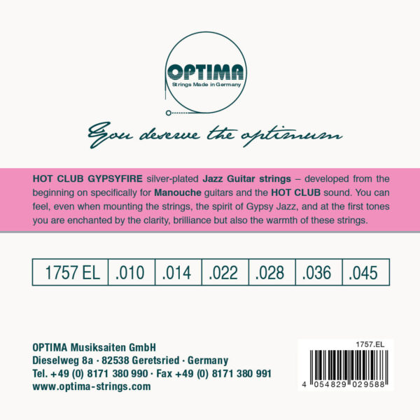 Optima Manouche Guitar Hot Club Gypsyfire strings - LOOP End 10-45 - Image 2